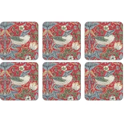 Aarbeidendief onderzetter 6 pack, Rood
