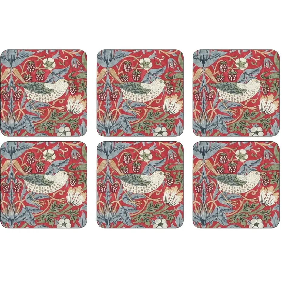 Aarbeidendief onderzetter 6 pack, Rood