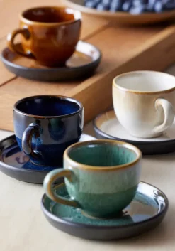 Bitz espressokop met schotel 7 cl, Amber-zwart