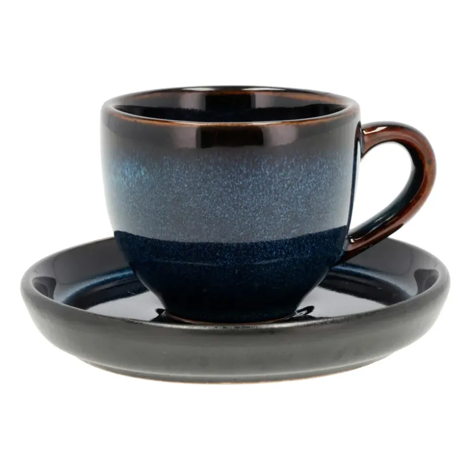 Bitz espressokop met schotel 7 cl, Donkerblauw-zwart