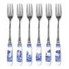Blue Italian dessertvork 6-pack, Keramiek-roestvij staal