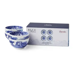 Blue Italian dipschaal Ø10 cm 4-pack, Blauw-wit