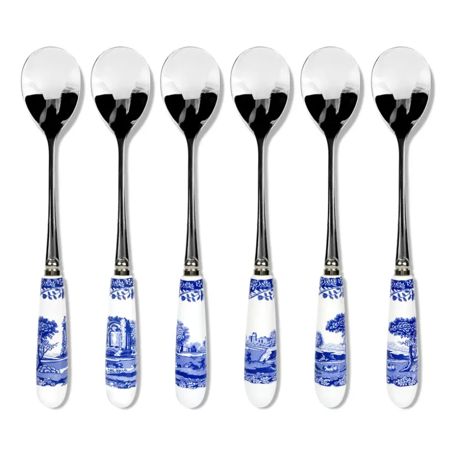 Blue Italian theelepel 6-pack, Keramiek-roestvij staal