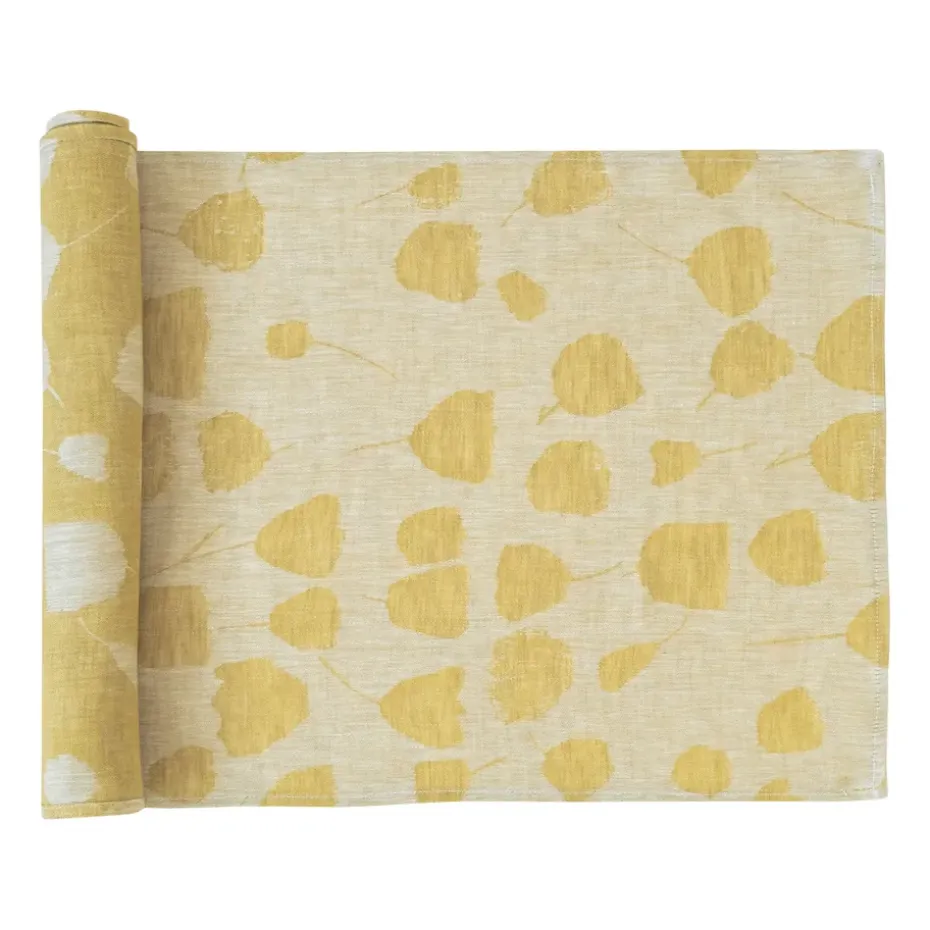 Bouquet tafelloper 150x45 cm, Geel-wit