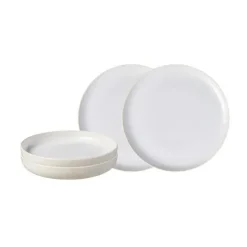 Crafted cotton servies 4-delig, White