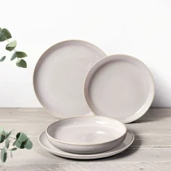 Crafted cotton servies 4-delig, White