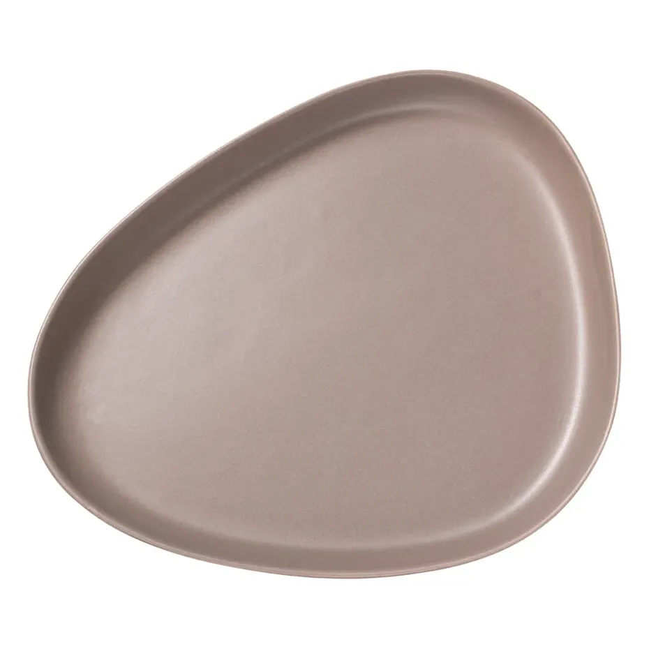 Curve Stoneware serveerschaal 30x35 cm, Warm grey