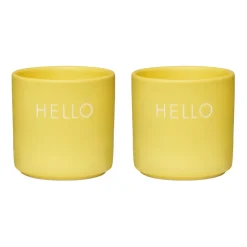 Design Letters eierdop 2-pack, Hello-yellow