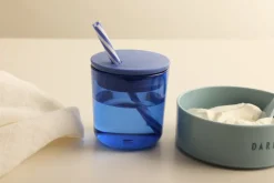 Design Letters rietje met deksel, Blue
