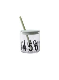 Design Letters rietje met deksel, Groen