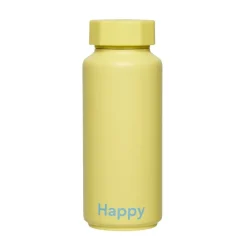 Design Letters thermosfles, Happy-geel