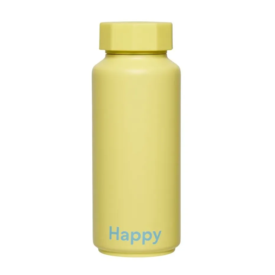 Design Letters thermosfles, Happy-geel