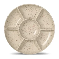 Ditte serveerschotel, Beige-bordeauxrood