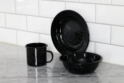 Doris emaille bord Ø20 cm, Zwart
