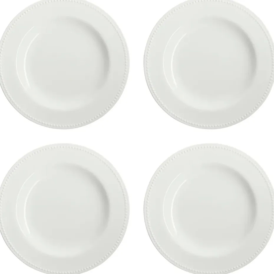 Dots bord 28 cm 4 stuks, Crème wit