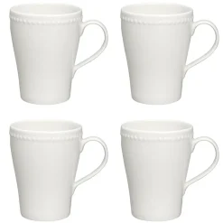 Dots mok 35 cl 4 stuks, Crème wit
