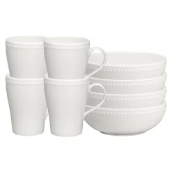 Dots ontbijtkom 60 cl 4 stuks, Crème wit