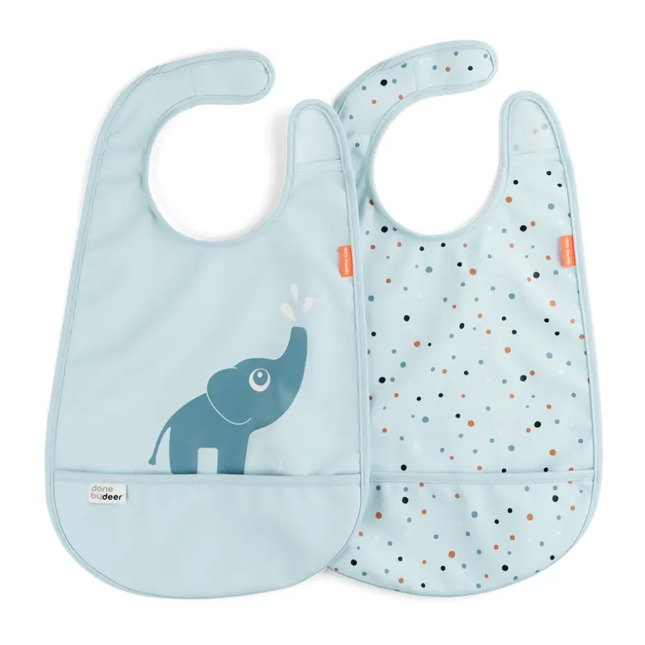 Elphee slabbetje met klittenband 2-pack, Blue
