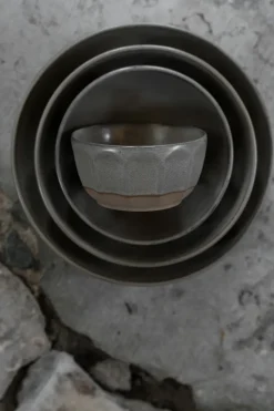 Ernst schaal steengoed, Grijs-naturel, Ø16 cm