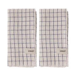 Ernst servetten 2-pack geruit 40x40 cm, Blauw-beige