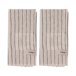 Ernst servetten 2-pack gestreept 40x40 cm, Zwart-beige