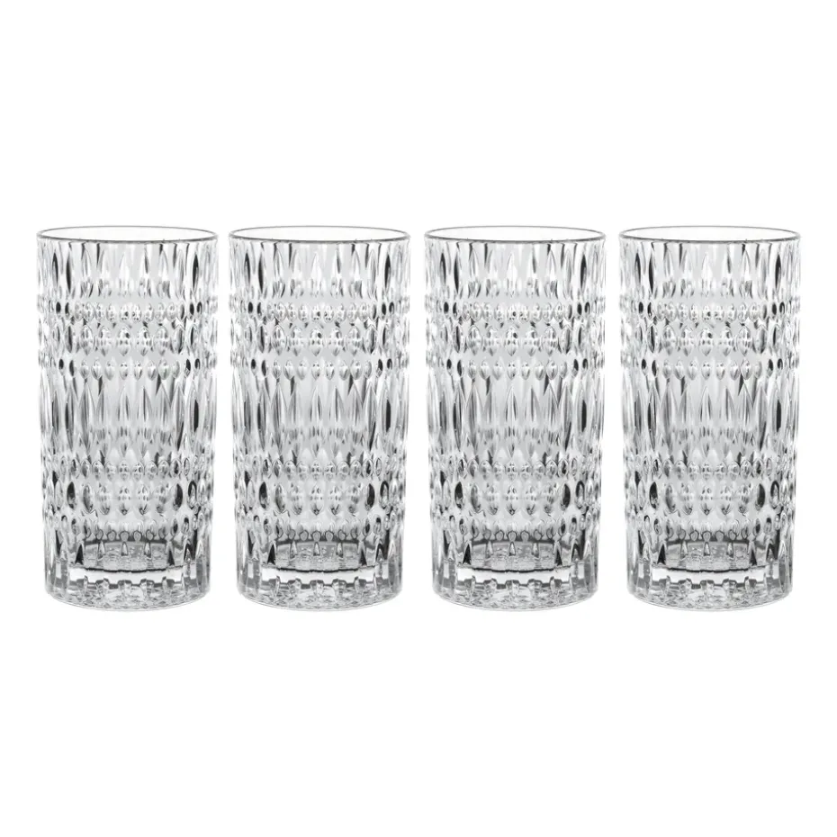 Ethno longdrinksglas 43,4 cl 4-pack, Transparant