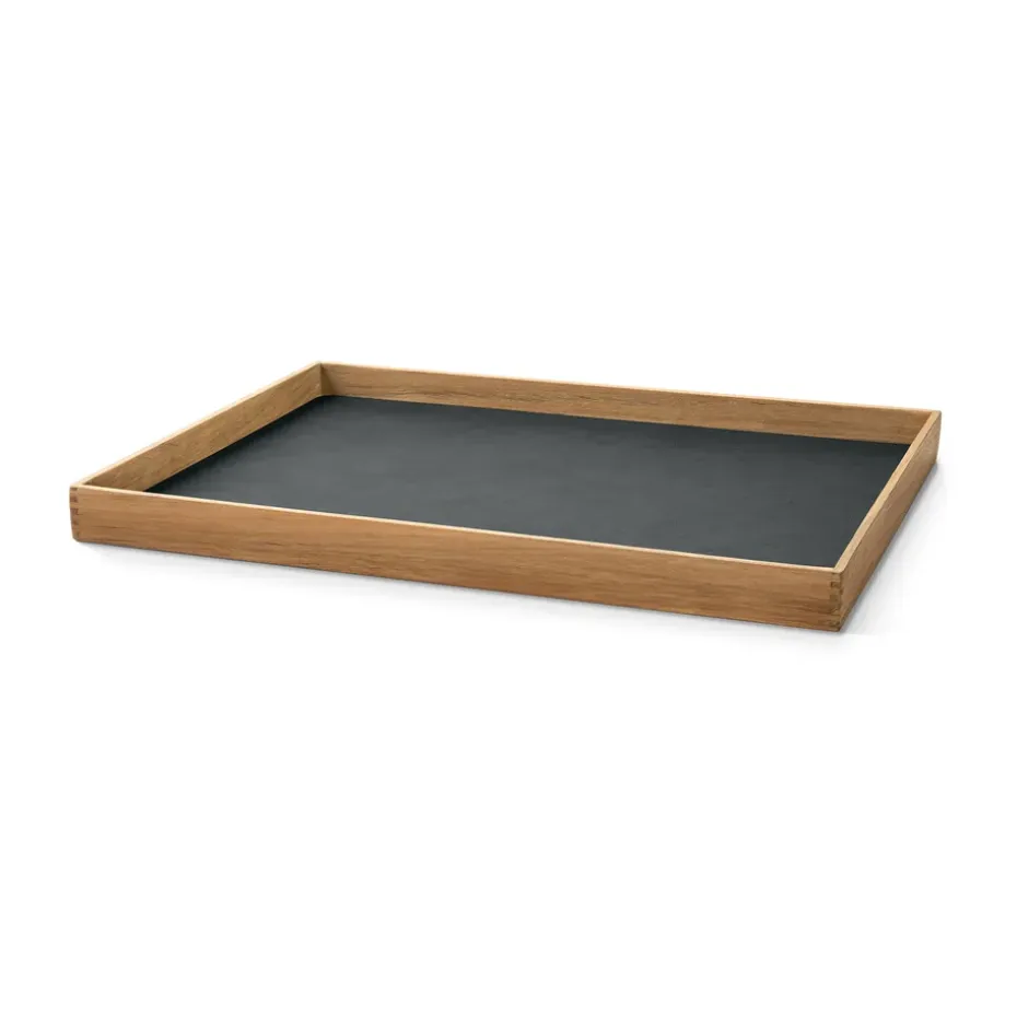 Even teakhouten dienblad square L, Nupo anthracite