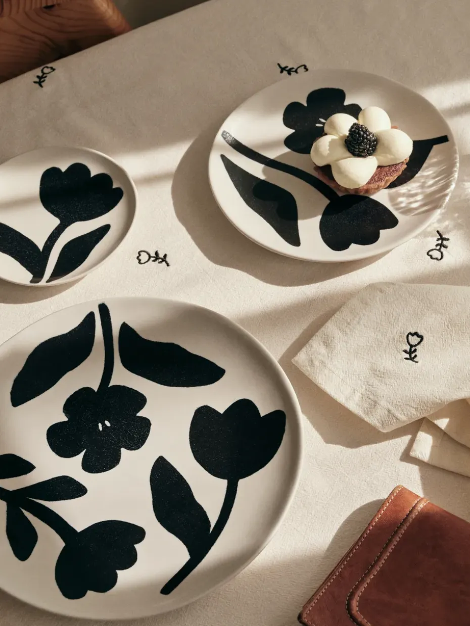 Flora bord Ø20 cm, Black-off white