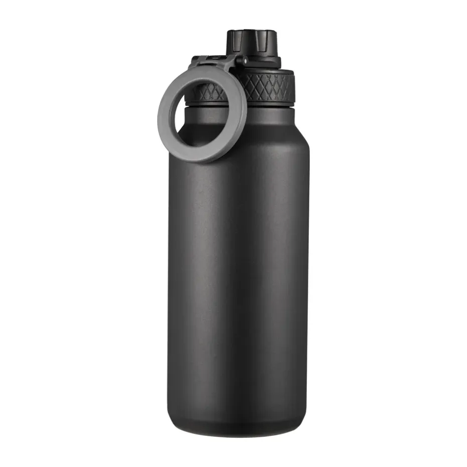 Flory waterfles dubbelwandig mobielmagnet 0,9 L, Zwart-grijs
