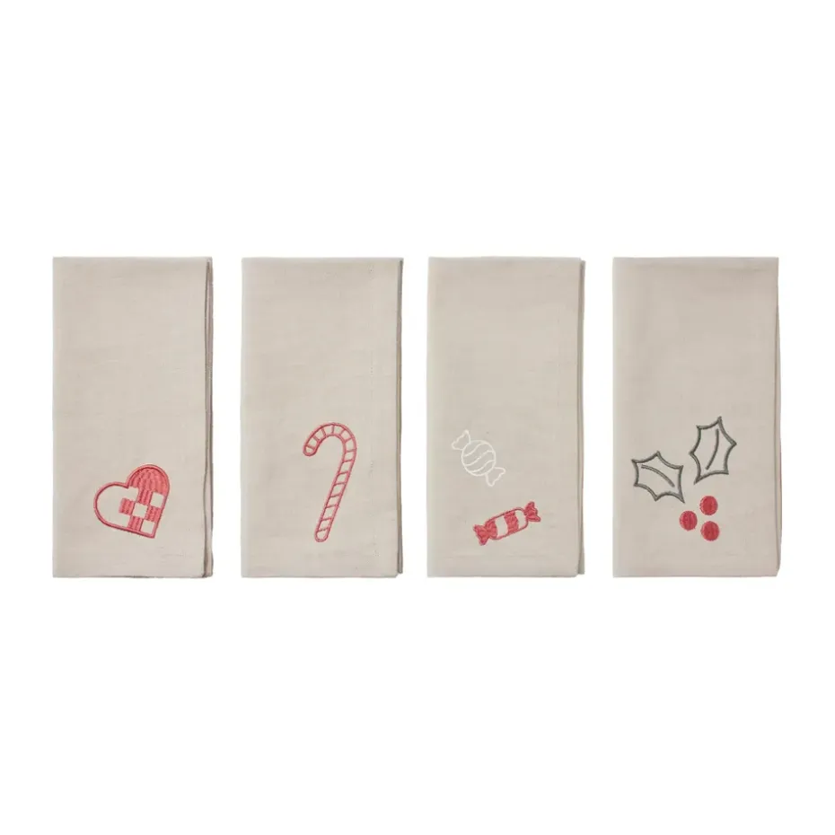 Fryd stoffen servet 45x45 cm 4-delig, Light warm grey-red