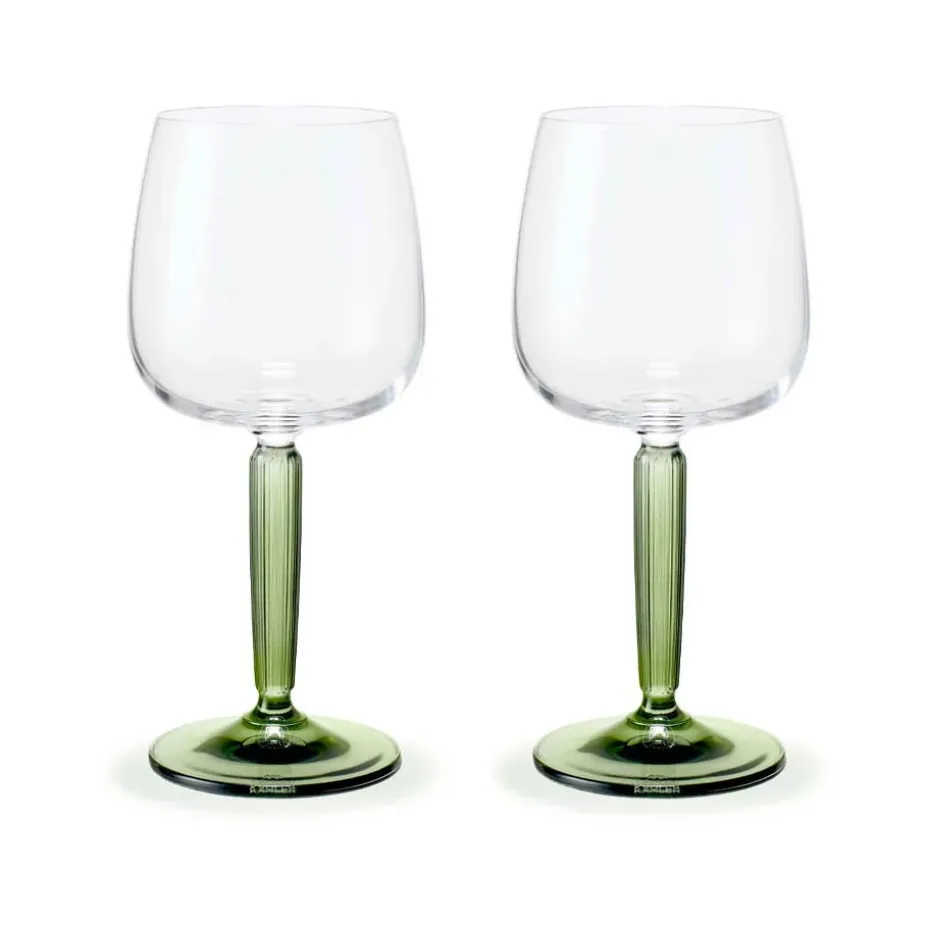 Hammershøi wittewijnglas 35 cl 2-pack, Doorzichtig-groen