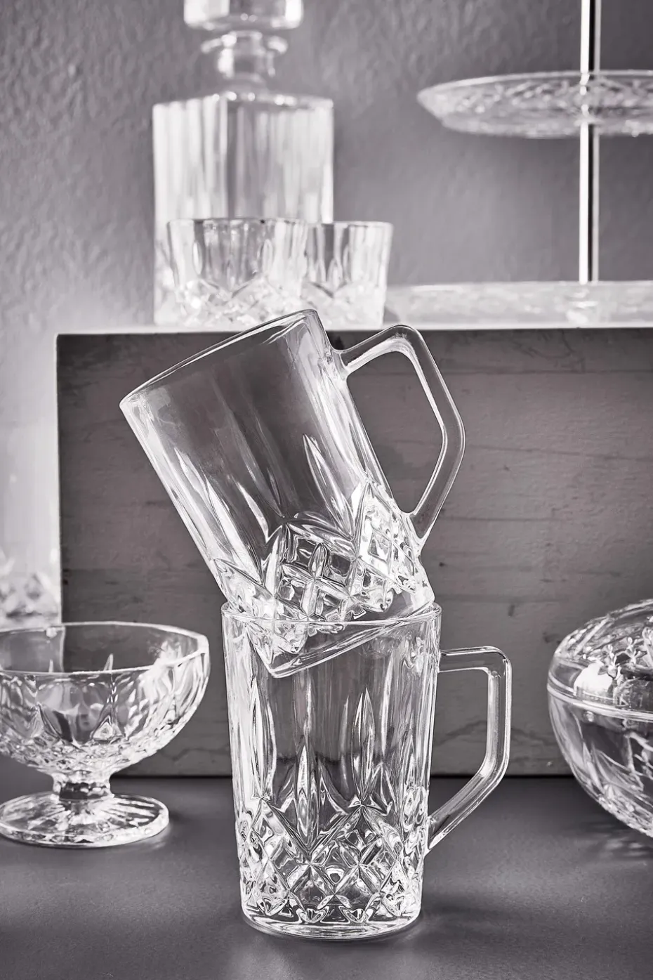 Harvey koffieglas met oor 27,5 cl 4-pack, Helder