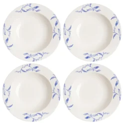 Havspil diep bord 23 cm 4-pak, blauw-wit