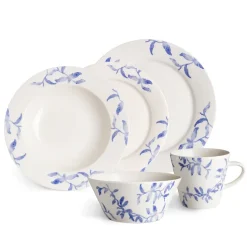 Havspil diep bord 23 cm 4-pak, blauw-wit
