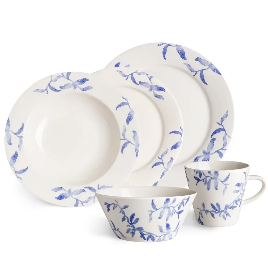 Havspil diep bord 23 cm 4-pak, blauw-wit