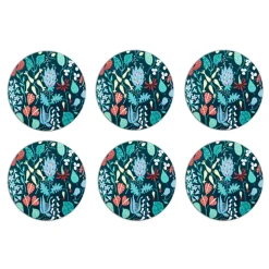 Herbarium onderzetters 6-pack, blauw