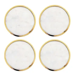 Hilke Collection glasonderzetters 4-pack, Wit marmer-massief messing