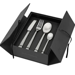Hune bestek 16-delig, Brushed satin hammered