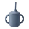 Idun beker met rietje siliconen 120 ml, Blue