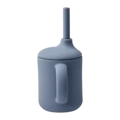 Idun beker met rietje siliconen 120 ml, Blue
