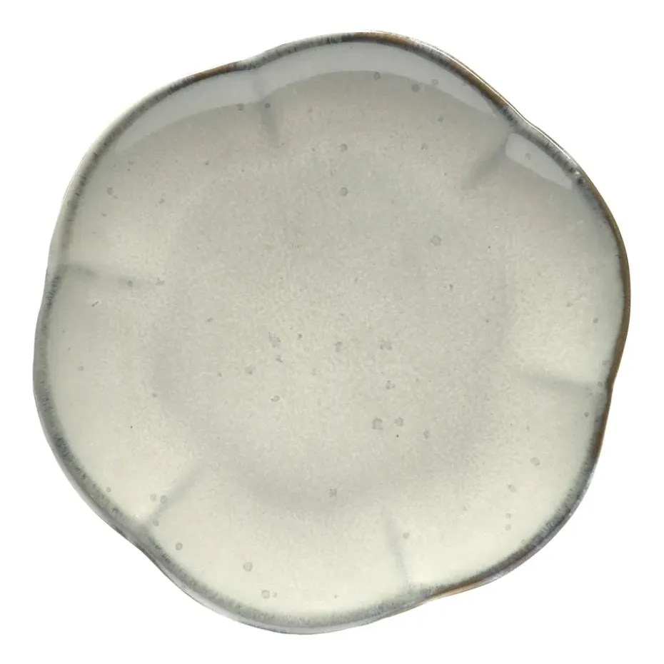 Inku geribbeld bord M Ø13,9 cm, White