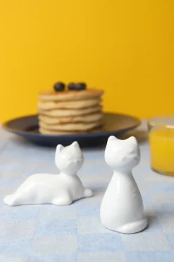 Kat peper & zout set, Wit