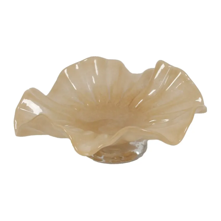 Loa schaal met voet 22 cm, Beige