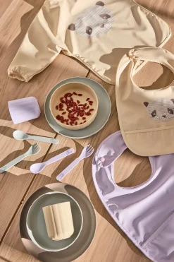 Lun Lun panda slabbetje met mouw, Butter