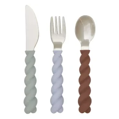 Mellow kinderbestek 3-delig, PaleMint-Choco-IceBlue