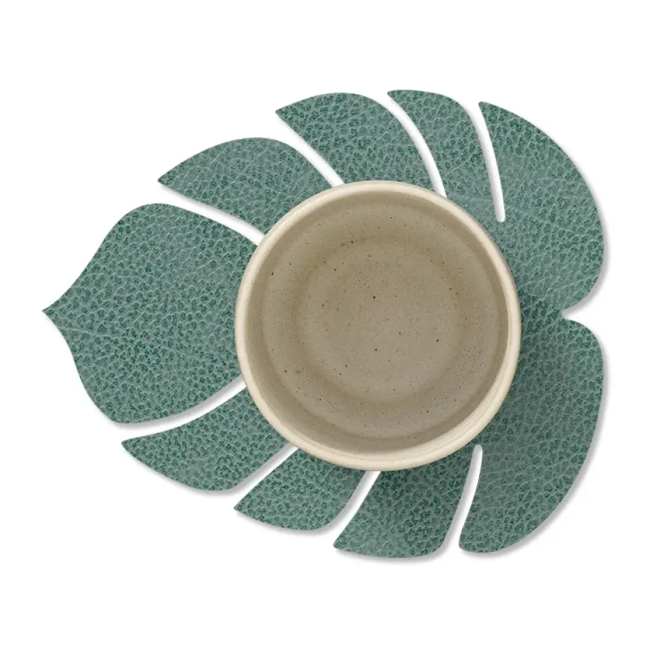 Monstera Leaf Hippo onderzetter, Pastelgroen