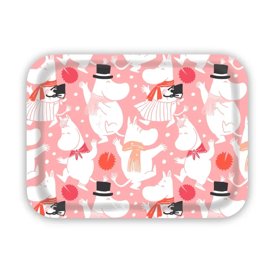 Moomin celebration dienblad 27x20 cm, Wit-roze