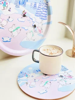 Moomin dienblad winter 2022 Ø31 cm, Blauw-wit-roze
