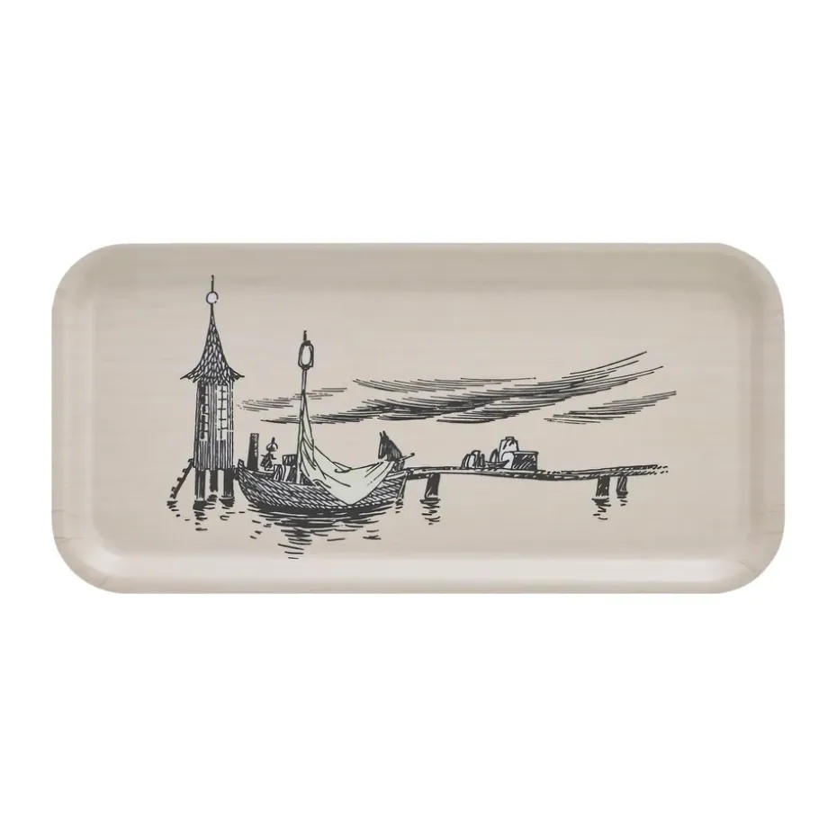 Moomin dienblad 13x27 cm, The pier