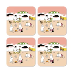 Moomin glasonderzetter zomer 2021 4-pack, Abrikoos-zand